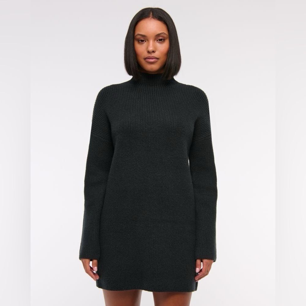 🆕 Easy Mockneck Mini Knit Sweater Dress